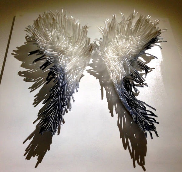 Wings made of glass rod feathers