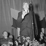 Aneurin Bevan at the microphone