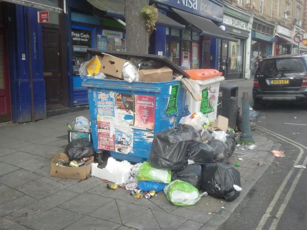 Stapleton Road trade bins with associated fly-tipping