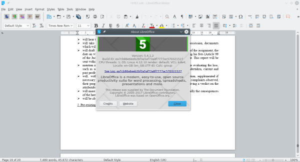 LibreOffice 5.4.1 screenshot