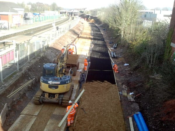 Trackbed preparation works at Lawrence Hill