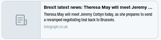 Image text reads Brexit latest news: Theresa May will meet Jeremy Corbyn today as she prepares to send a revamped negotiating teal back to Brussels.