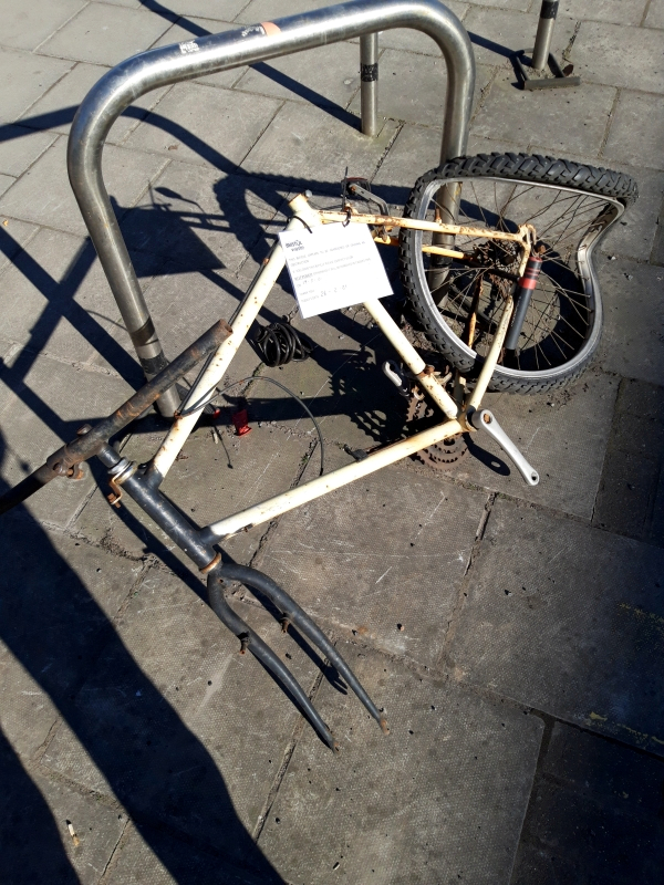 Abandoned bike on Lawrence Hill with Bristol Waste removal notice attached