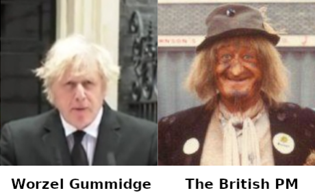 Lookalikes - Boris Johnson and Worzel Gummidge