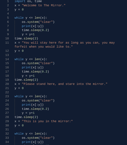 Screenshot of Python code