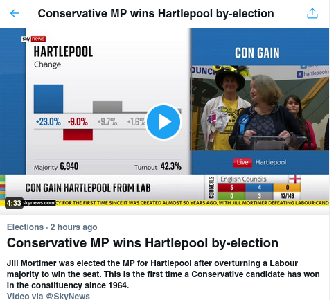 Screenshot from Twitter trends showing the Conservative MP described as an MP instead of a candidate