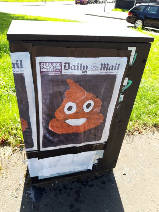 Poster of Daily Mail masthead with bullshit emoji beneath