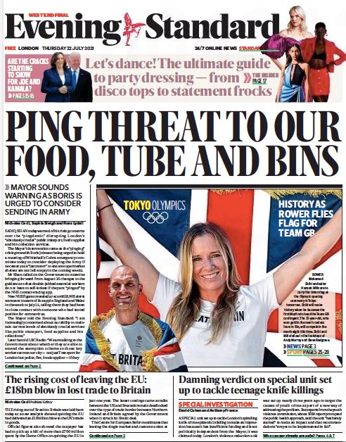 Headline reads Ping threat to our food, tube and bins