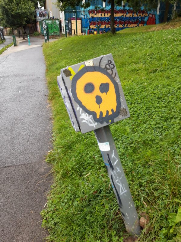 Grafitti on street furniture in Riverside Park