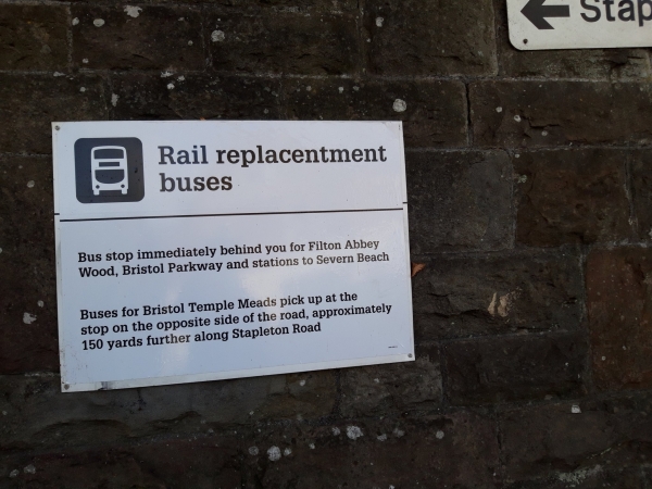 Sign title reads rail replacementment buses