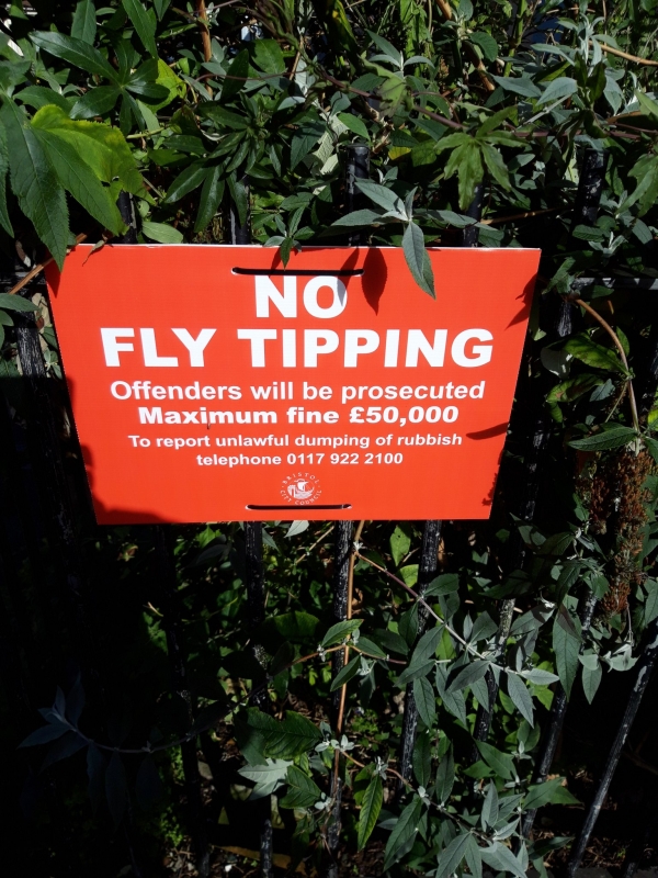 BCC A5 no fly-tipping sign