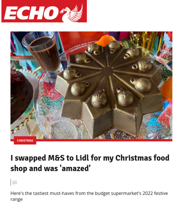 Headline reads I swapped M&S to Lidl for my Christmas food shop and was 'amazed'