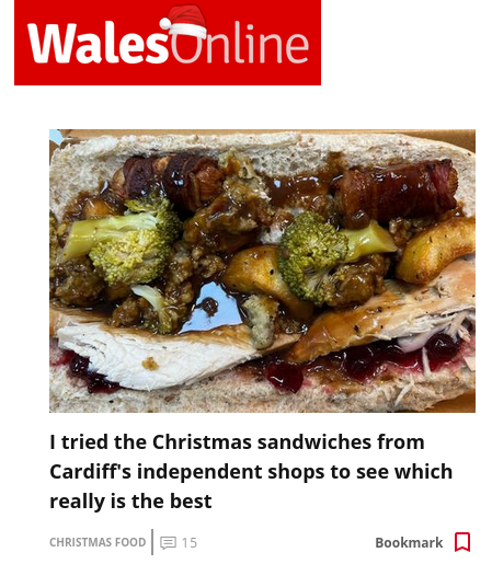 Headline reads I tried the Christmas sandwiches from Cardiff's independent shops to see which really is the best
