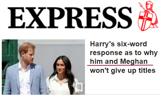 Headline - Harry's six word response as to why him and Meghan won't give up titles