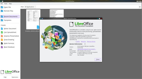 Screenshot of LibreOffice 24.2 alpha