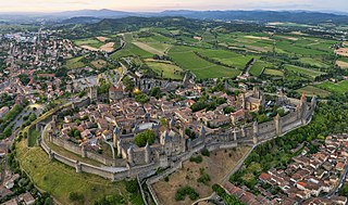 Aerial view of medieval Carcassonne