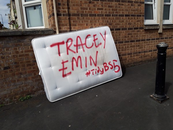 Mattress  with the wording Tracey Emin #TidyBS5